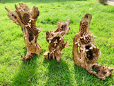 Wooden Bee Hotel Standing with 6 Hand Carved Bees